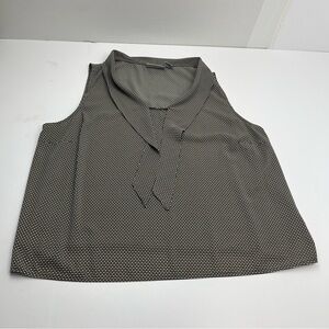 Maggie Barnes Sleeveless Top Tie Front Womens Size‎ 26W Black Gold Geometrical